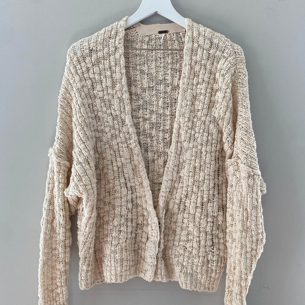 Free People Beige Textured Cardigan